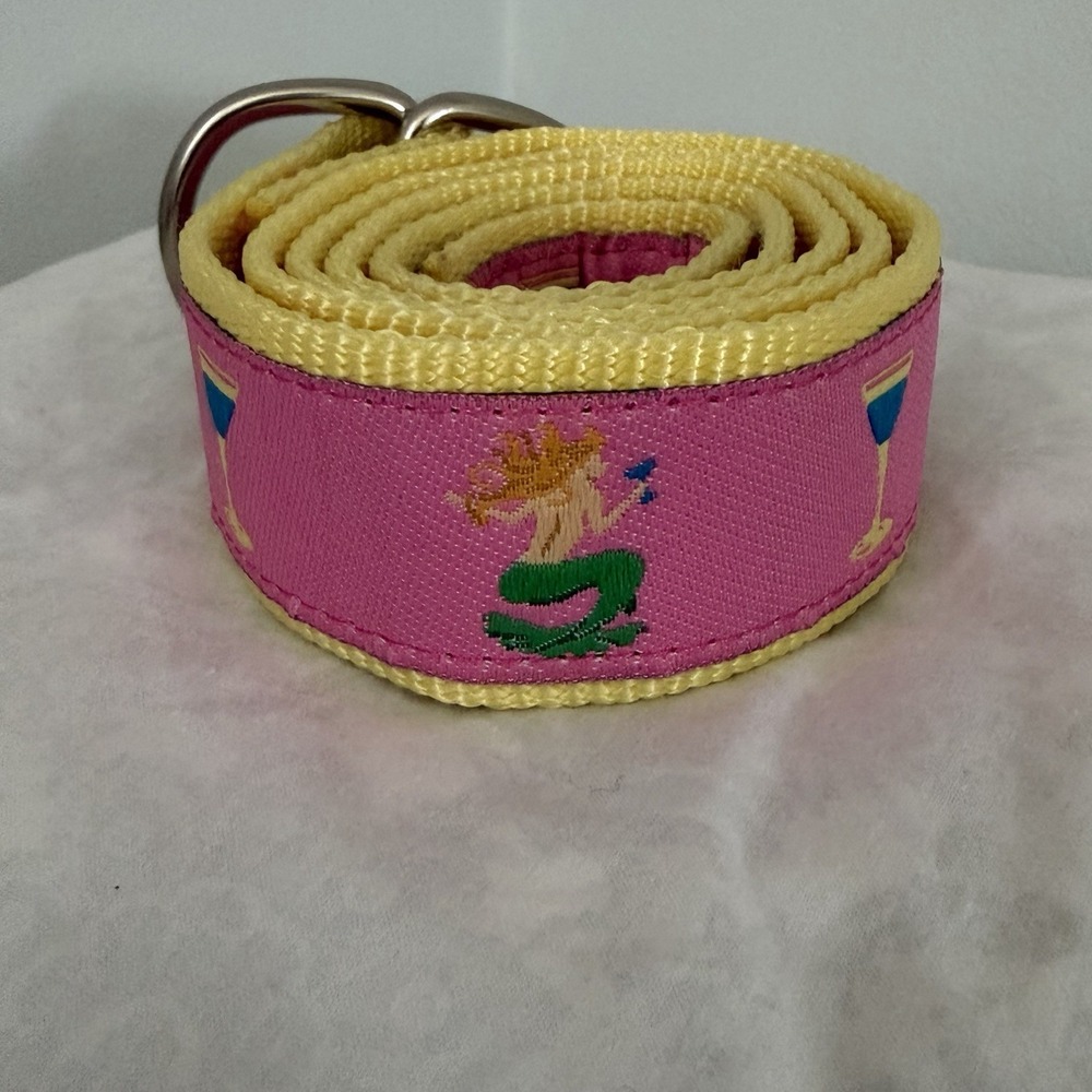 Vtg Y2K Douglas Paquette Mermaid Fabric Ribbon Belt Small Martini Pink Preppy